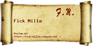Fick Milla névjegykártya